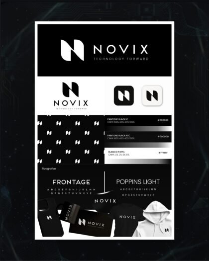 Sistema de marca para Novix, identidad visual editorial